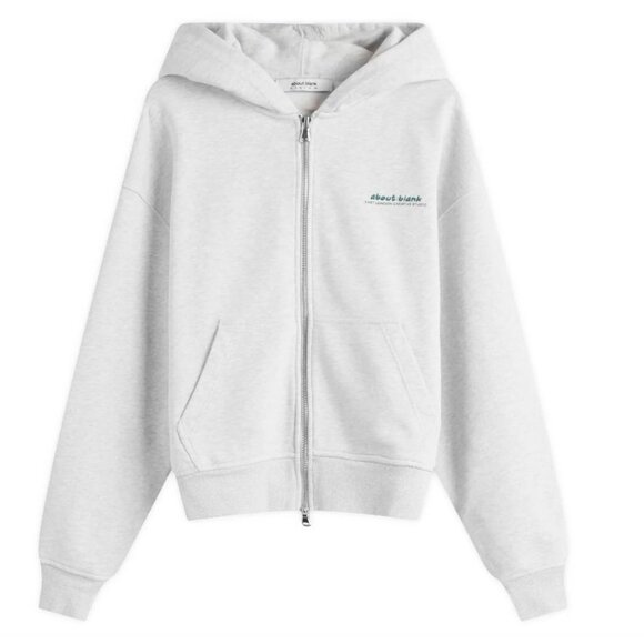 About Blank Zev Zip Hoodie in Grey Marl Epsom Green - Picture 1 of 6